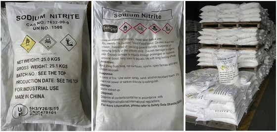 25 كجم / كيس NaNO2 نيتريت الصوديوم 99٪ مضافة في طلاء المعادن